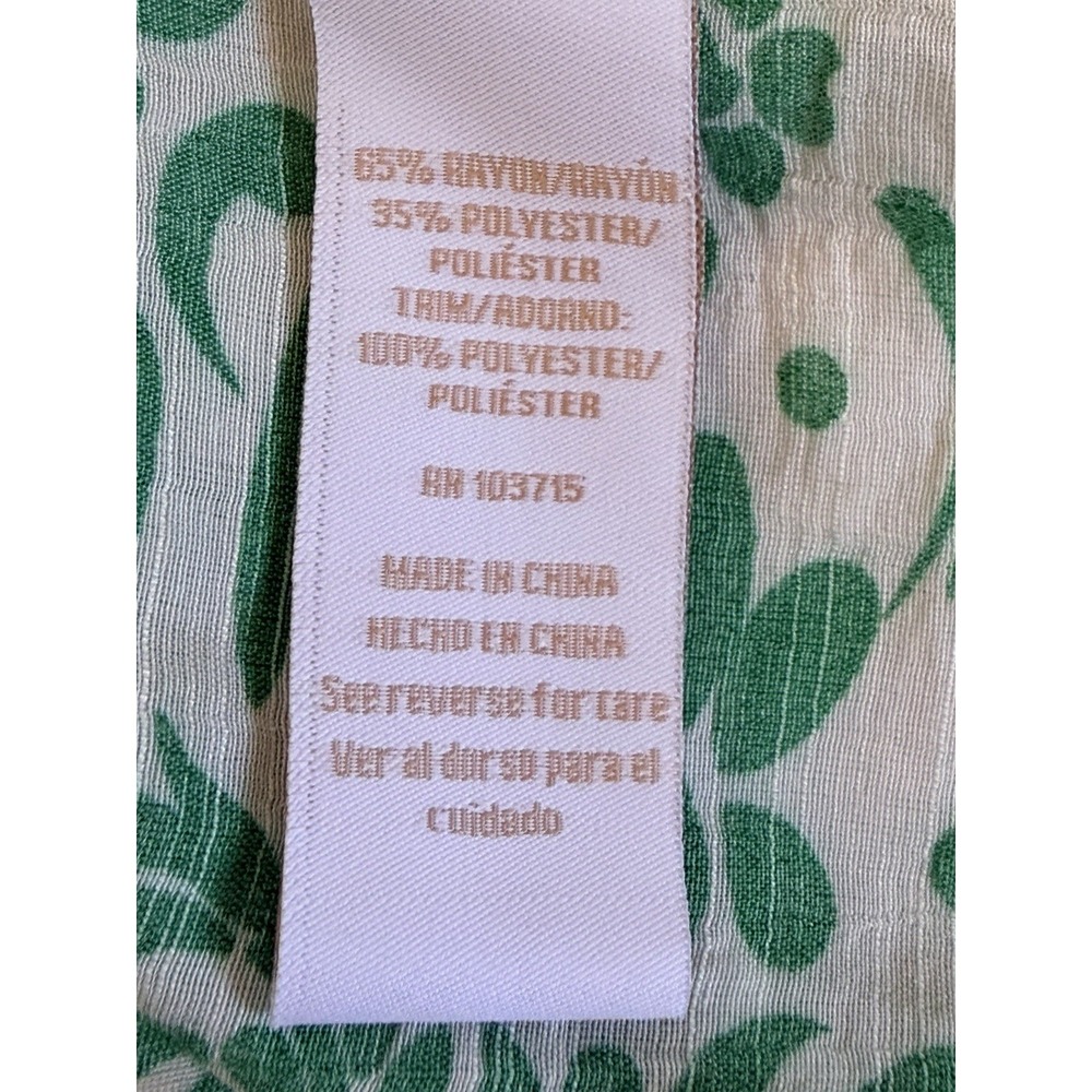 Hope & Harlow Womens L Green Floral Boho Peasant Top Tie Neck Spring Vacation - Picture 15 of 15